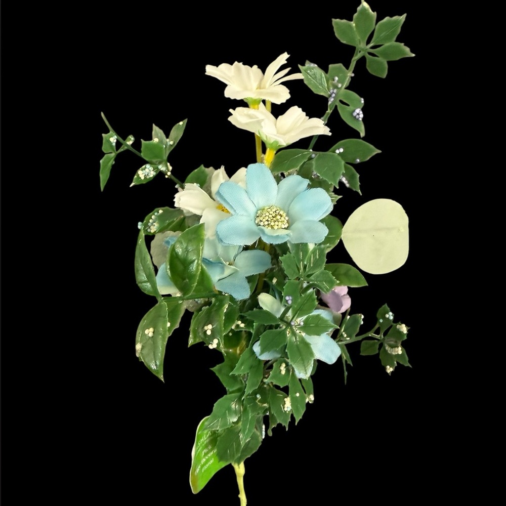 Elegant Floral Arrangement with Blue and Cream Accents Artificial Flowers 10”
